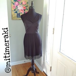 Francesca's Miami Black Pleated Tulle Dress Sz XS